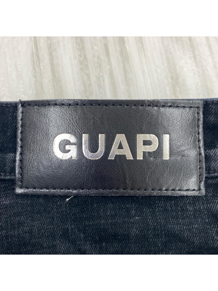 パンツ GUAPI all black super stacked denim