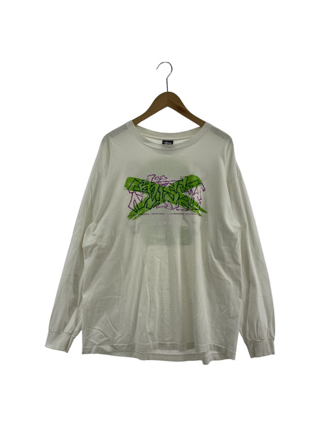 90s STUSSY L/S バック スカルtee USA製（XL)