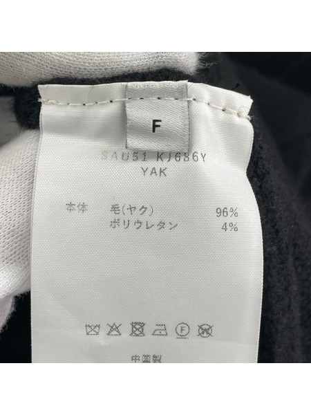 SEEALL YAK ZIP PULL SWEATER ハーフジップヤクニット F ブラック