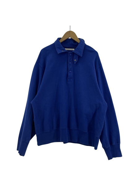 STANDARD JOURNAL/Pullover sweat shirts/ハーフボタンスウェット/L/青