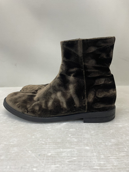Ann DEMEULEMEESTER ベルベットサイドジップブーツ 41ブラウン