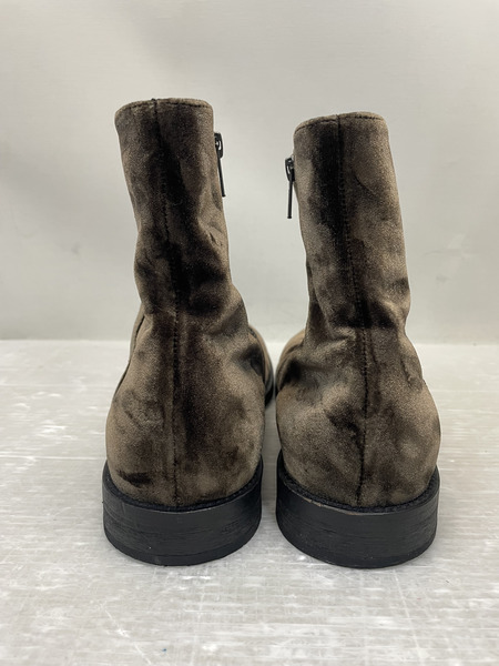Ann DEMEULEMEESTER ベルベットサイドジップブーツ 41ブラウン