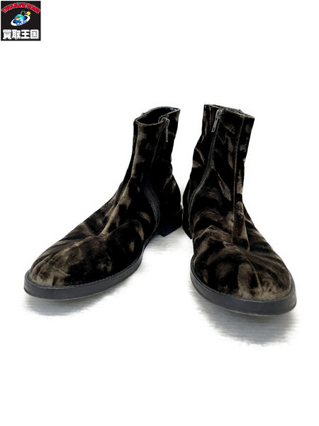 Ann DEMEULEMEESTER ベルベットサイドジップブーツ 41ブラウン