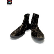 Ann DEMEULEMEESTER ベルベットサイドジップブーツ 41ブラウン