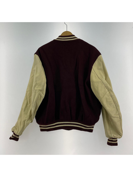 DeLONG 70-80s 袖レザースタジャン 赤/ベージュ