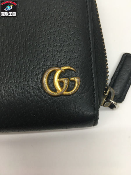 GUCCI GGマーモント ラウンドジップウォレット 黒