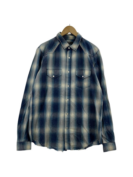 AMIRI Western Plaid Button Down Shirt Blue M 青 MBD09-DIS