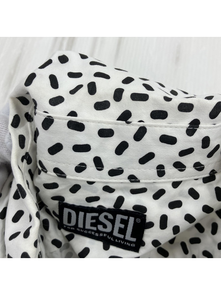 DIESEL 総柄LSシャツ L ホワイト[値下]