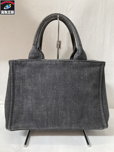 ハンドバッグ PRADA カナパ デニム ネイビー