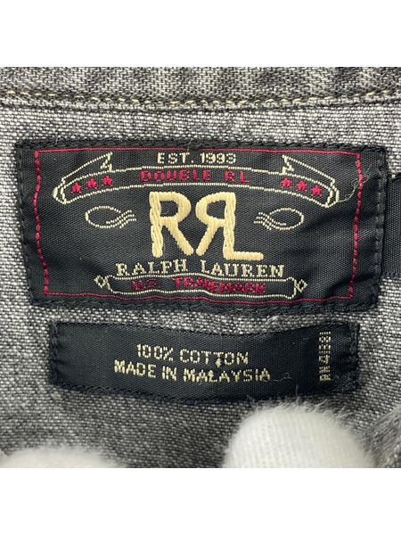 RRL 長袖シャツ 3ツ星タグ デニム ウエスタンシャツ M GRY