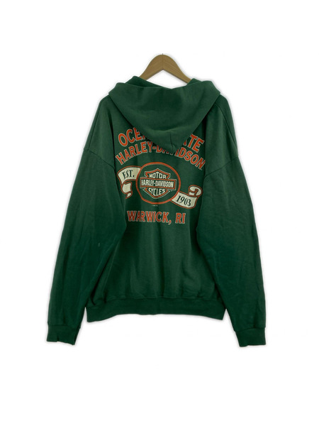 Harley-Davidson  90s USA製 ジップパーカー(XL) グリーン