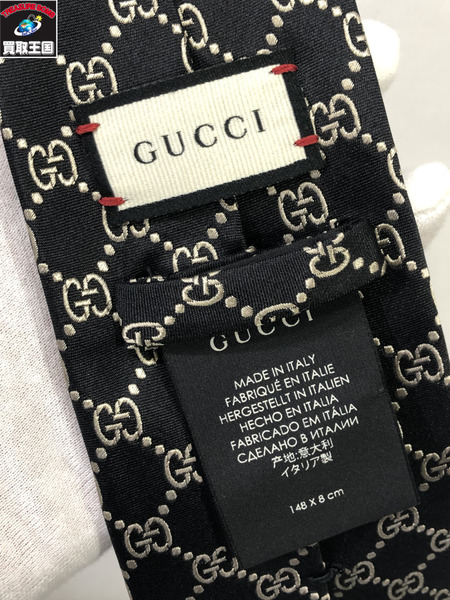 販売安い 試着のみ使用 GUCCI ネクタイ ブラック gg柄 定価約4