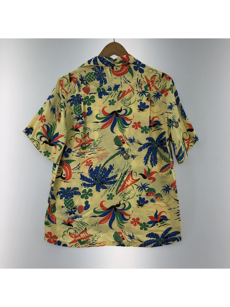 50s HAWAIIAN PRINTS レーヨンアロハシャツ S イエロー