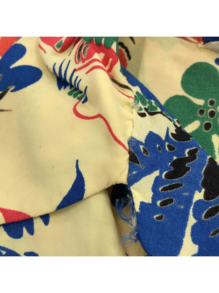 50s HAWAIIAN PRINTS レーヨンアロハシャツ S イエロー