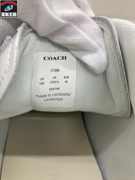 COACH ハイライン ハイトップ スニーカー 白 US10  CY058