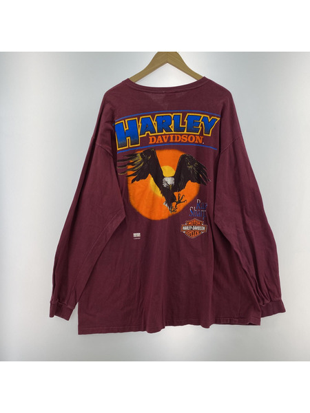 90s Harley Davidson Razor Sharp イーグル ヘンリーネック ロンTee(XL)