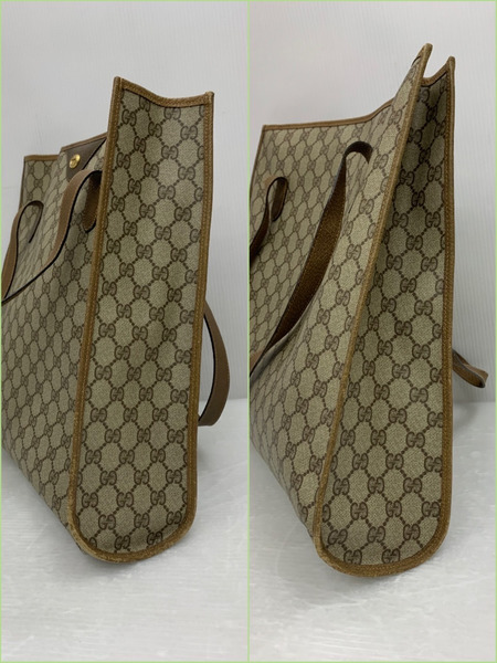 グッチ GUCCI オールドグッチ トートバッグ ショルダーバッグ 92.02.998 GG スプリーム PVC レザー 茶 ブラウン ロゴ ハンドバッグ[値下]