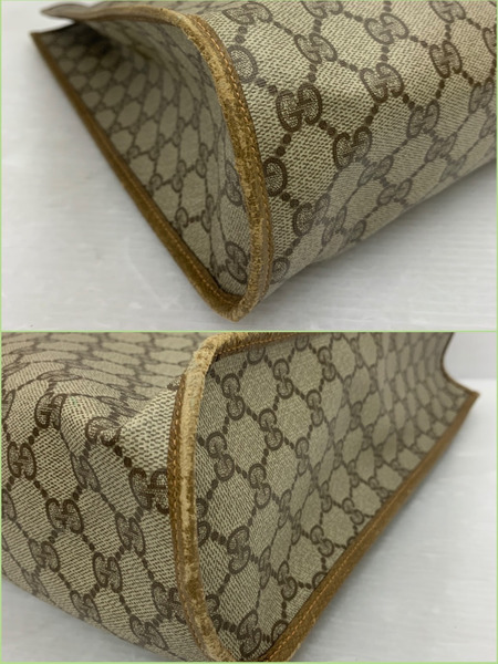 グッチ GUCCI オールドグッチ トートバッグ ショルダーバッグ 92.02.998 GG スプリーム PVC レザー 茶 ブラウン ロゴ ハンドバッグ[値下]