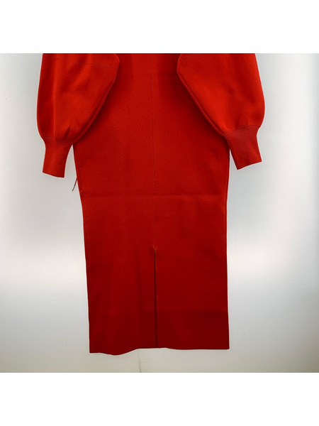 Adam et Rope' 長袖ワンピース フォルムニットワンピース 赤