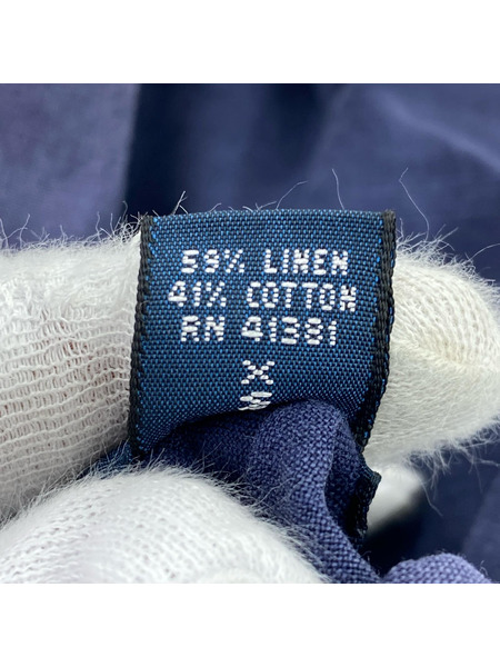 POLO RALPH LAUREN 半袖シャツ リネン ネイビー XL