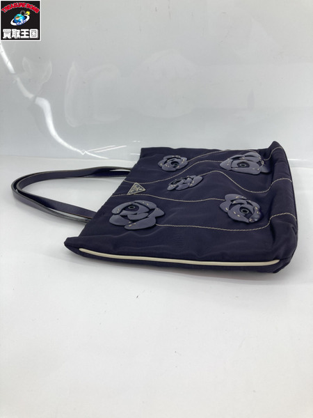 PRADA フラワーモチーフ ナイロンハンドバッグ 紫[値下]