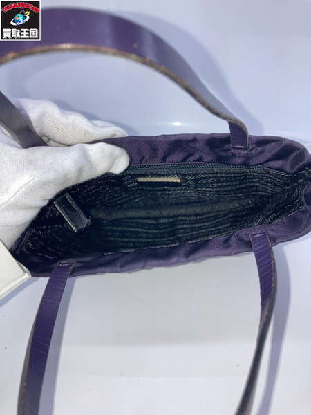 PRADA フラワーモチーフ ナイロンハンドバッグ 紫[値下]