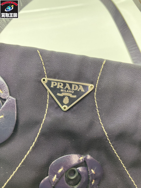PRADA フラワーモチーフ ナイロンハンドバッグ 紫[値下]