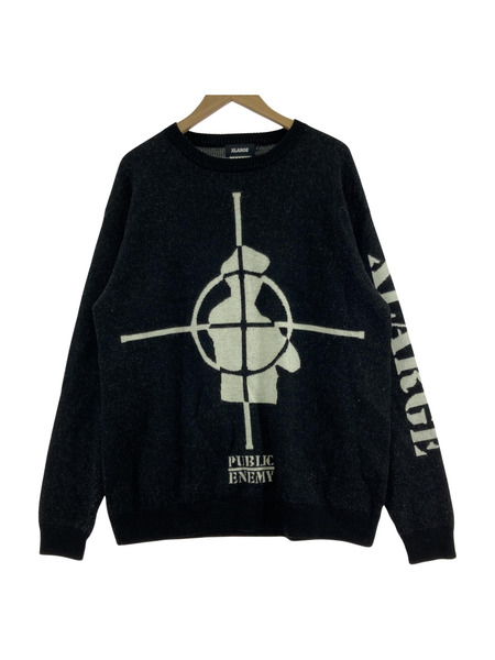 XLARGE×public enemy ニット/BLK/L