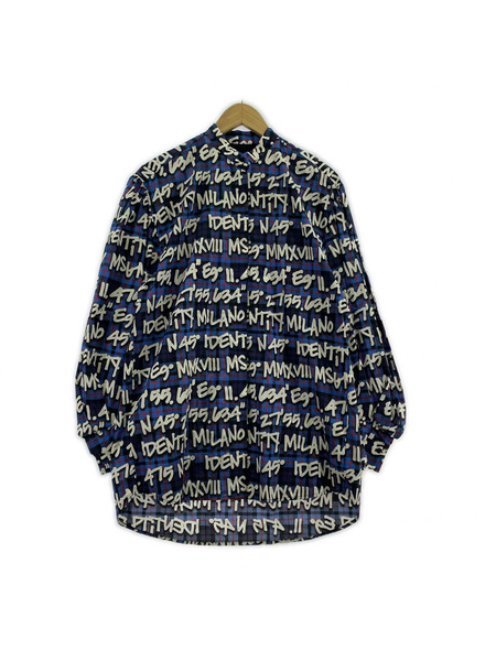 MSGM プリントLSシャツ ブルー