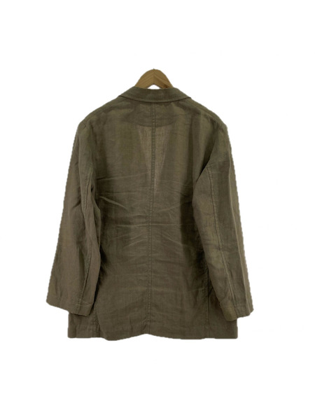 ISSEY MIYAKE 90s ステッチデザイン リネンテーラードジャケット カーキ