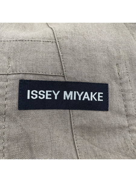 ISSEY MIYAKE 90s ステッチデザイン リネンテーラードジャケット カーキ