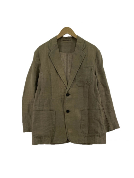 ISSEY MIYAKE 90s ステッチデザイン リネンテーラードジャケット カーキ
