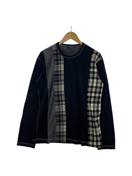 BLACK COMME des GARCONS HOMME LS異素材ドッキングニット 黒