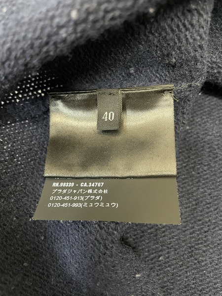 PRADA ウールカシミヤ サイドスリットニット 40 紺