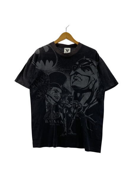 90s BATMAN RETURNS バットマン オールーバープリント オフィシャル 総柄 Tシャツ(M)