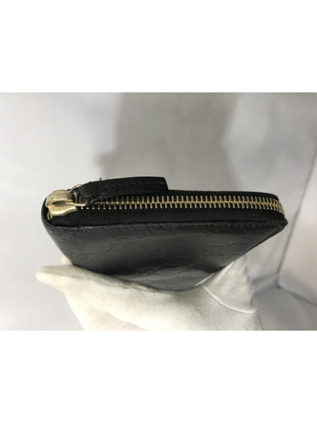 長財布 GUCCI シマレザーラウンドジップウォレット ブラック