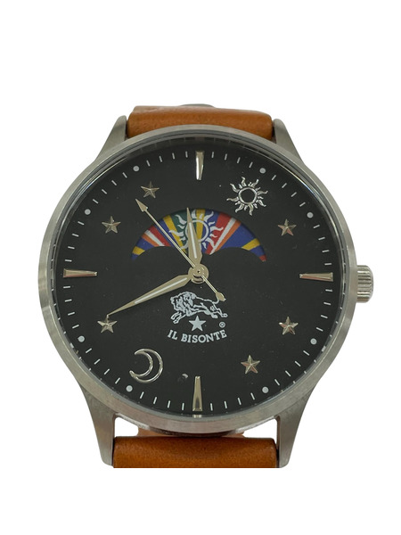 IL BISONTE メンズ時計 SUN&MOON クォーツ レザーバンド 白文字盤