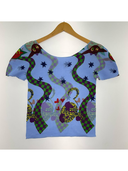 ISSEY MIYAKE 半袖Tシャツ・カットソー me/ストレッチプリーツ/BLU