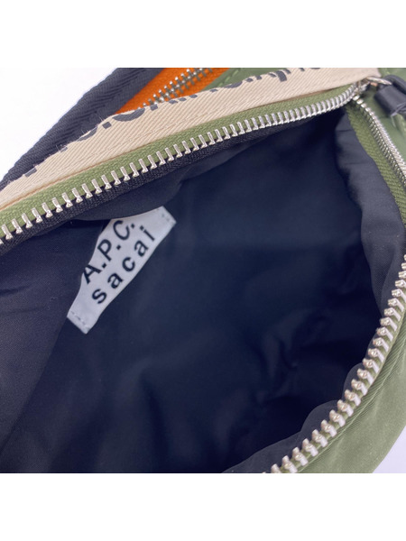 Sacai ボディバッグ ×A.P.C.  ナイロン カーキ
