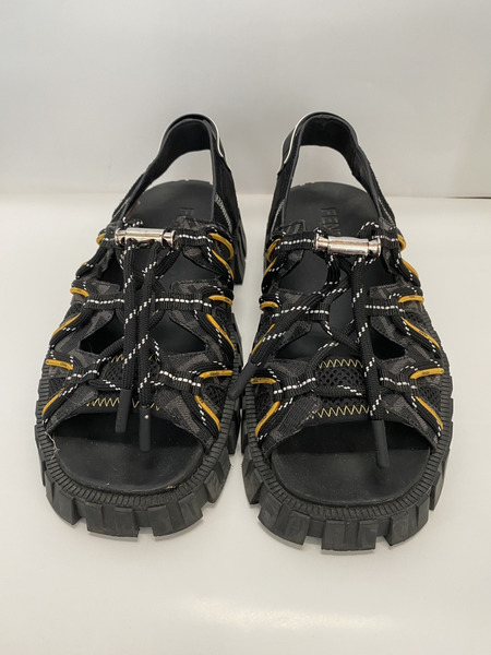 FENDI ファブリックフォース ブラック サンダル　7 X1427　6