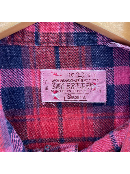 OLD・VINTAGE 長袖シャツ ~70s Sears printed flannel shirt RED L