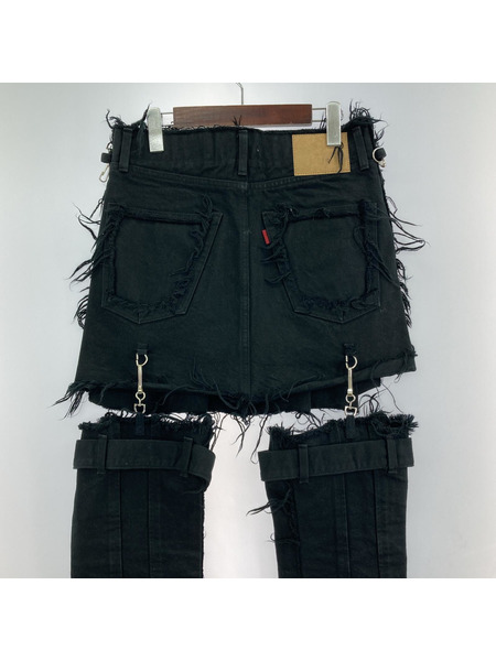 Voltage Control Filter Leg Cutout Bondage Denim Skirt 3way