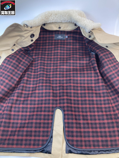 COACH コーチ 襟ムートン チェックライナー付き トレンチコート ベージュ サイズMP