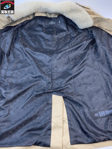 COACH コーチ 襟ムートン チェックライナー付き トレンチコート ベージュ サイズMP