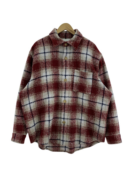 UNUSED WOOL CHECK SHIRT 3 レッド