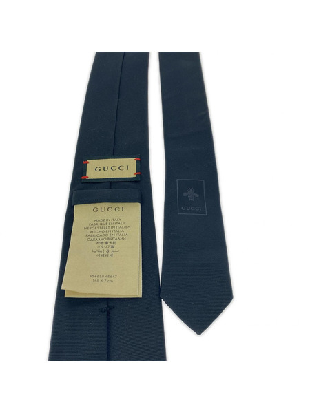 メンズラグ衣料 GUCCI シルクネクタイ  ソリッドビー ブラック