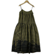 Ray BEAMS ノースリーブワンピース ANLEM N/S ティアードチェックワンピース カーキ M