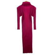 PLEATS PLEASE 長袖ワンピース ロング ピンク (2)