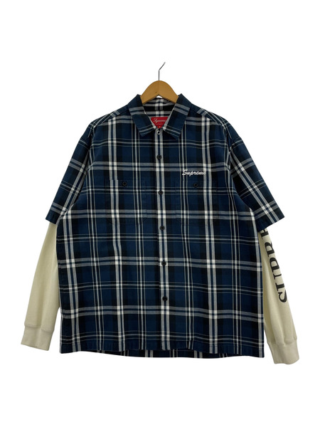 Supreme PLAID THERMAL WORK SHIRT BLUE LARGE (M)