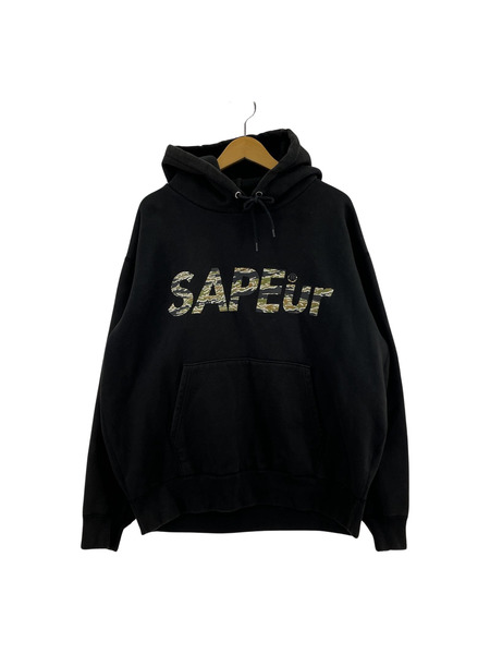 SAPeur カモロゴ スウェットパーカー (XL) 黒